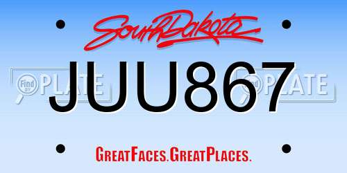 JUU867 South Dakota License Plate