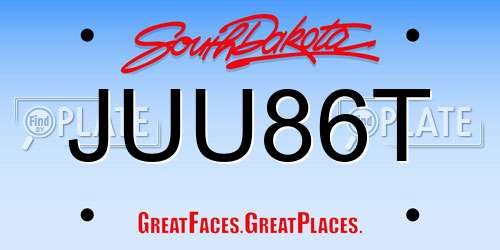 JUU86T South Dakota License Plate