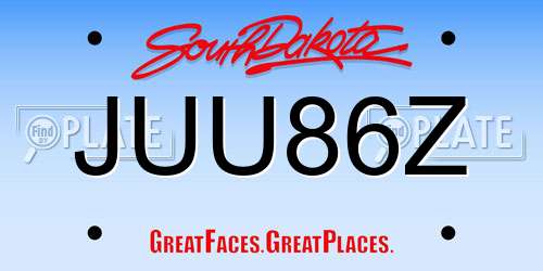 JUU86Z South Dakota License Plate
