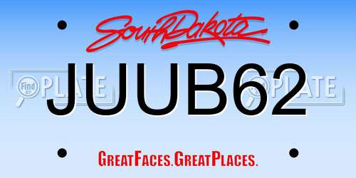 JUUB62 South Dakota License Plate