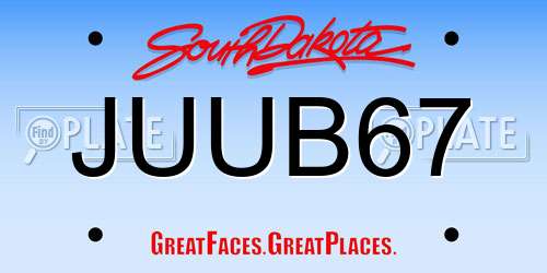 JUUB67 South Dakota License Plate