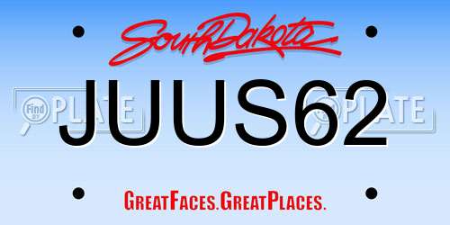 JUUS62 South Dakota License Plate