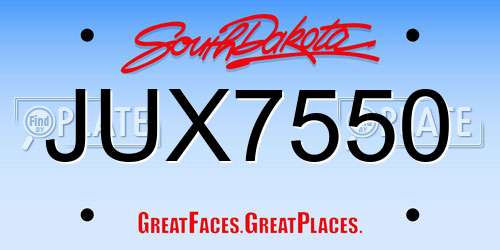 JUX7550 South Dakota License Plate