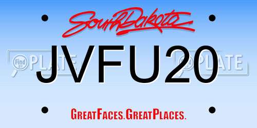 JVFU20 South Dakota License Plate