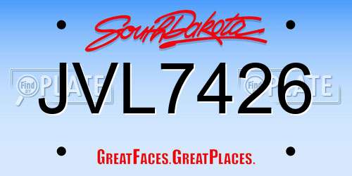 JVL7426 South Dakota License Plate