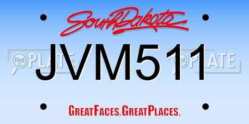 JVM511 South Dakota License Plate