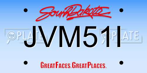 JVM51I South Dakota License Plate