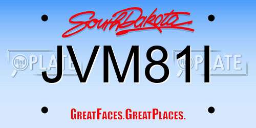 JVM81I South Dakota License Plate