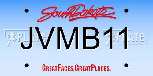 JVMB11 South Dakota License Plate