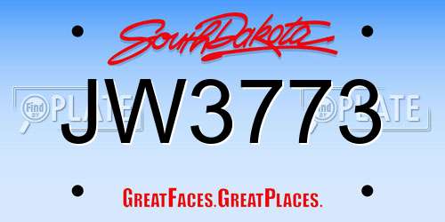JW3773 South Dakota License Plate