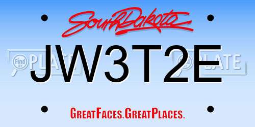 JW3T2E South Dakota License Plate