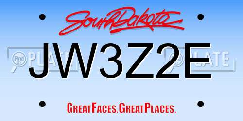 JW3Z2E South Dakota License Plate