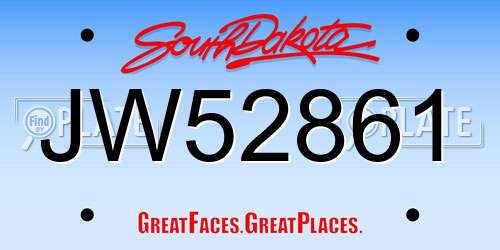 JW52861 South Dakota License Plate