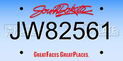 JW82561 South Dakota License Plate
