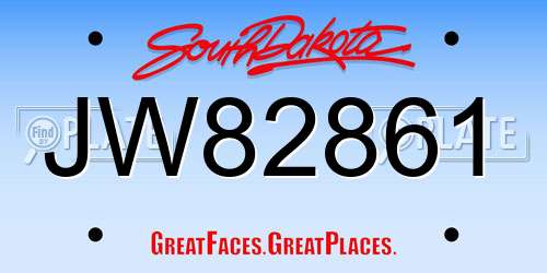 JW82861 South Dakota License Plate
