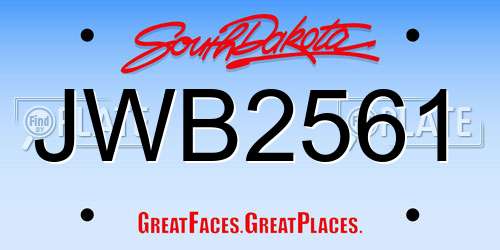 JWB2561 South Dakota License Plate