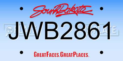 JWB2861 South Dakota License Plate
