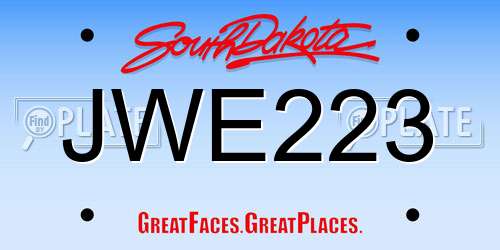 JWE223 South Dakota License Plate