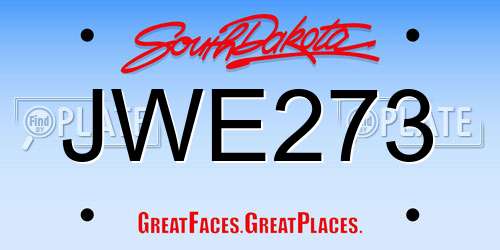 JWE273 South Dakota License Plate