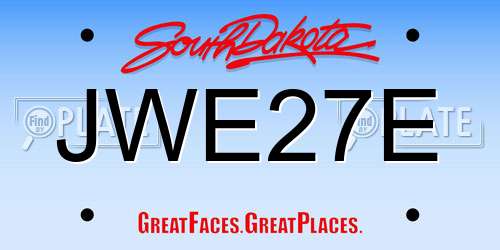 JWE27E South Dakota License Plate