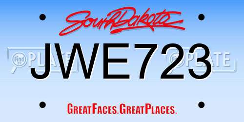 JWE723 South Dakota License Plate
