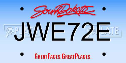 JWE72E South Dakota License Plate