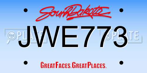 JWE773 South Dakota License Plate