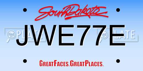 JWE77E South Dakota License Plate
