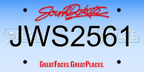 JWS2561 South Dakota License Plate