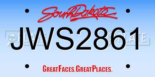 JWS2861 South Dakota License Plate