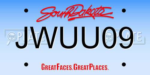 JWUU09 South Dakota License Plate