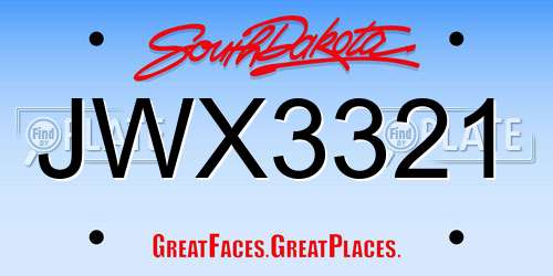 JWX3321 South Dakota License Plate