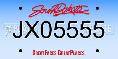 JX05555 South Dakota License Plate
