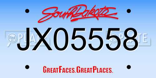 JX05558 South Dakota License Plate