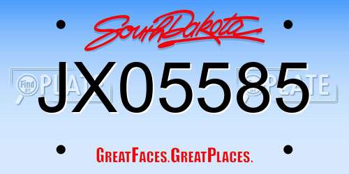 JX05585 South Dakota License Plate