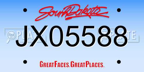 JX05588 South Dakota License Plate