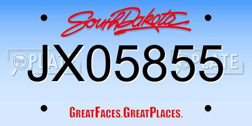 JX05855 South Dakota License Plate