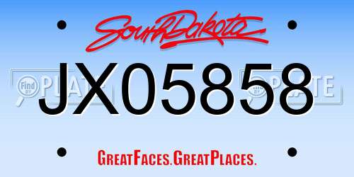 JX05858 South Dakota License Plate