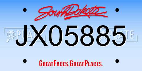 JX05885 South Dakota License Plate
