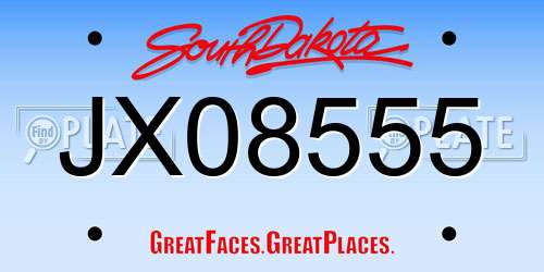 JX08555 South Dakota License Plate