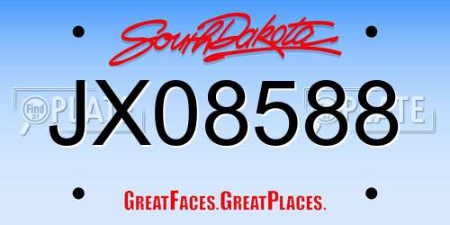 JX08588 South Dakota License Plate