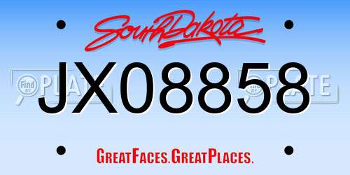 JX08858 South Dakota License Plate