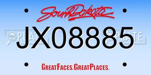 JX08885 South Dakota License Plate