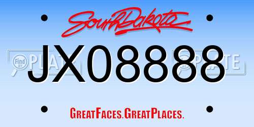 JX08888 South Dakota License Plate