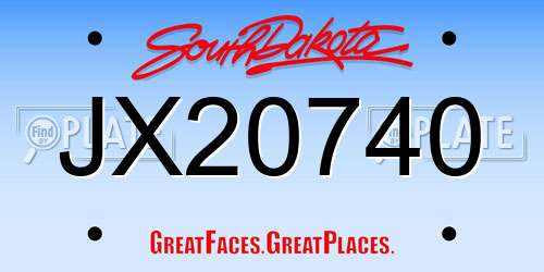 JX20740 South Dakota License Plate