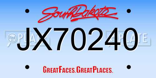 JX70240 South Dakota License Plate