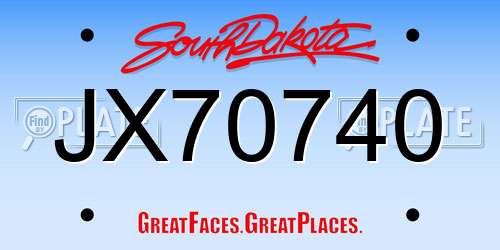 JX70740 South Dakota License Plate