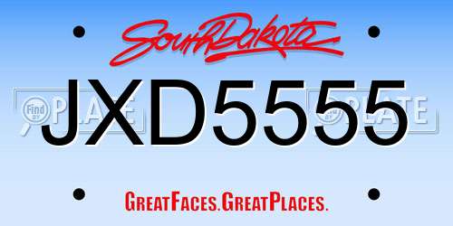 JXD5555 South Dakota License Plate