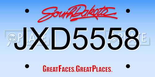 JXD5558 South Dakota License Plate