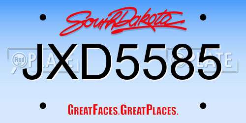 JXD5585 South Dakota License Plate